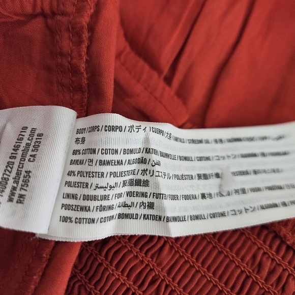 Abercrombie & Fitch Pleated Bralette Crop Tank Top Red Orange Ruched Shirt Large - Picture 8 of 9